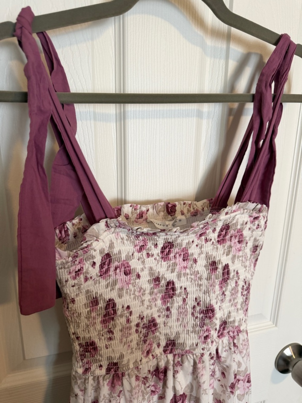 Altar’d State Floral Smocked Midi Dress Size XS Cottagecore Tie Strap - Picture 3 of 5